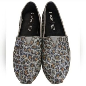 TOMS Women's Sparkly Leopard Animal Print Slip-On Shoes 9.5